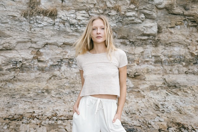Limited edition tees are made from reclaimed textiles. Sourced natural sustainable fibres 