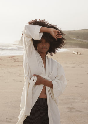 Natural silk noile robe perfect for covering up from the sun